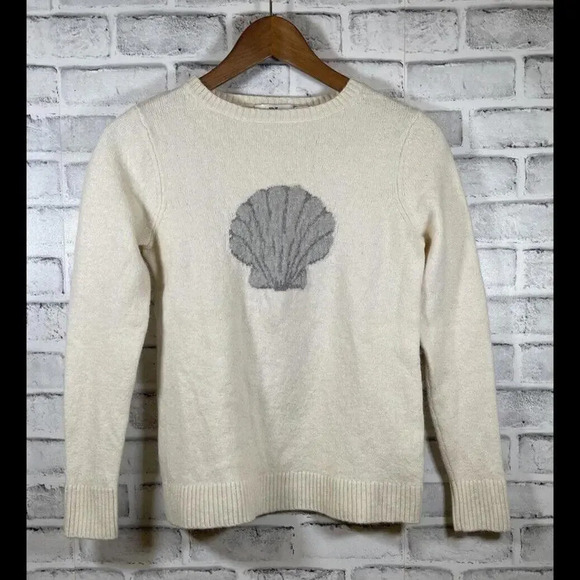 Vineyard Vines Cashmere Lambs Wool Sea Shell Sweater Angora Rabbit Cream Size XS - Picture 1 of 6